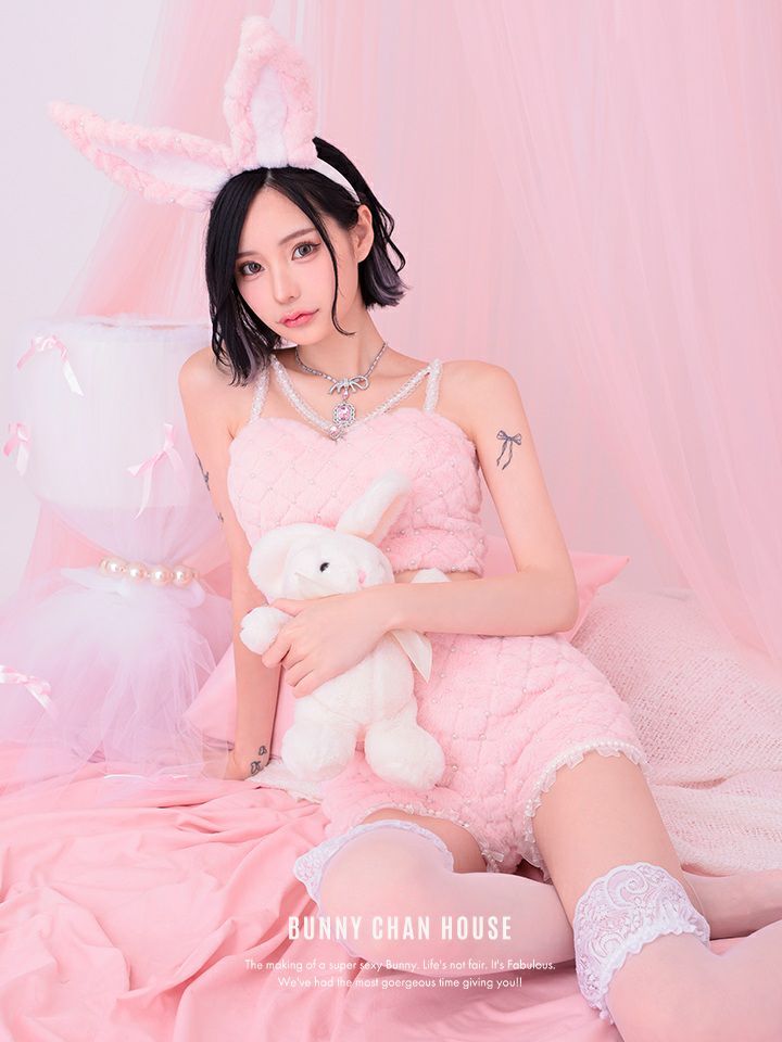 【3点セット】C'est mimi fourrure bunny パンツ ピンク vcsbn-240315-3b