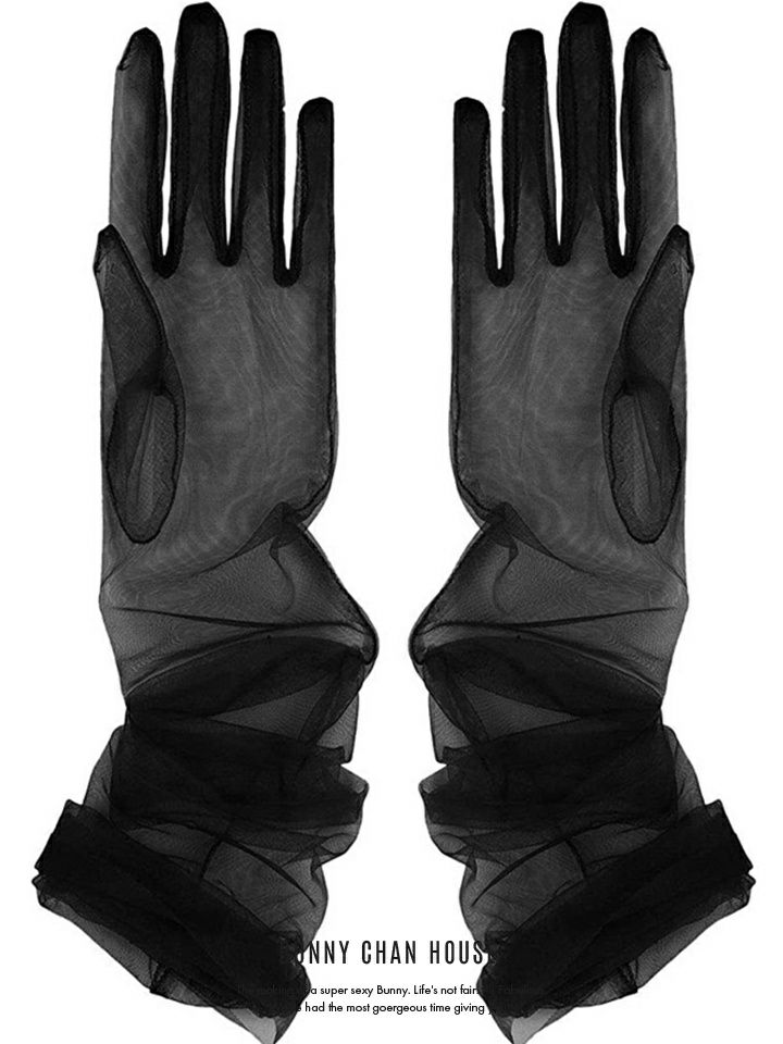 チュールロンググローブ ブラック・ホワイト vcsit-25068