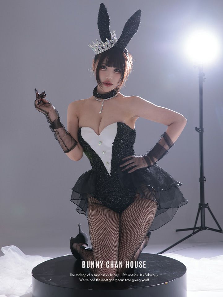 【3点セット】diamond jewelry bunny ダイアモンドジュエリーバニー ハイレグ [ブラック/ホワイト] vcsbn-250240-all