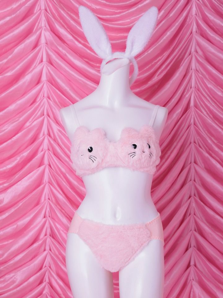 【3点セット】Petit bunny face Dreamy lingerie costume ミニうさドリーミーランジェリーバニー  ピンク vcsbn-25073-2