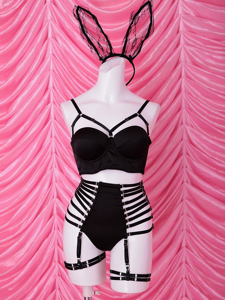 【4点セット】Sideline sexy lingerie bunny サイドラインセクシーランジェリーバニー ブラック vcsbn-25075-1