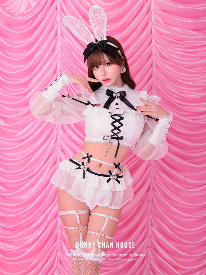 【9点セット】 Malymoon マリームーン ミュールレースランジェリーバニー ホワイト mlcs25025-2