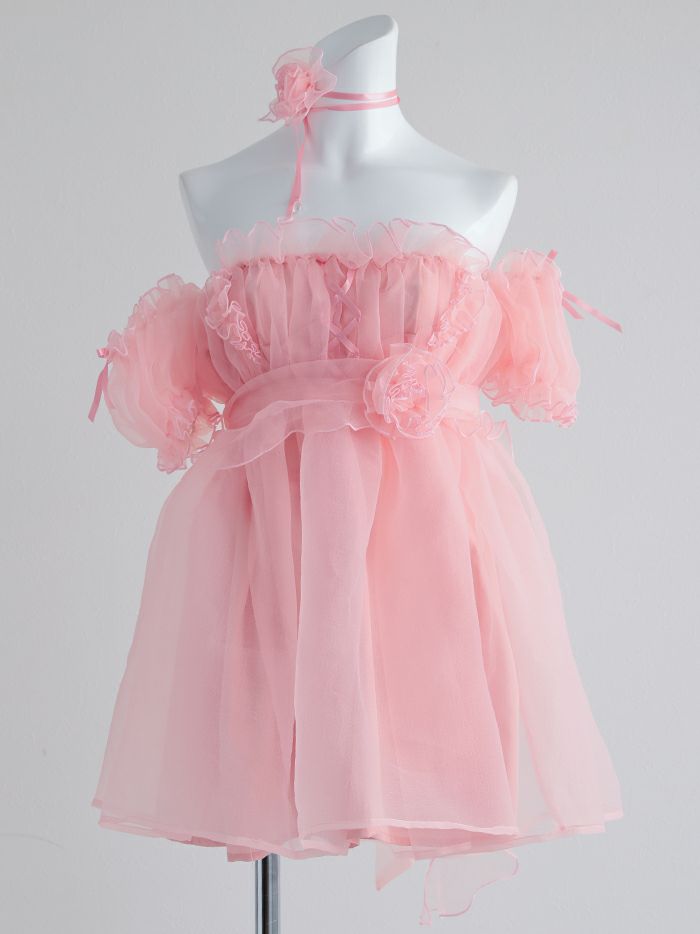 【6点セット】Flower Tulle BUNNY フラワーチュールバニーピンク vcsbn-23341-3