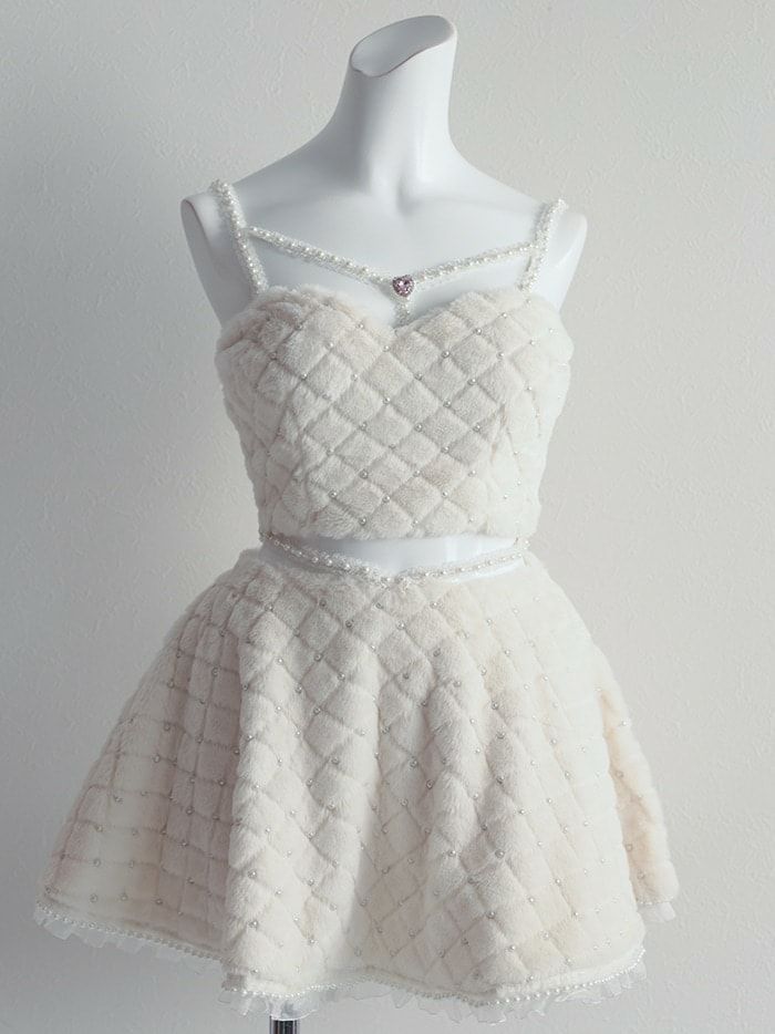 【3点セット】C'est mimi fourrure bunny スカート ホワイト vcsbn-240315-2a