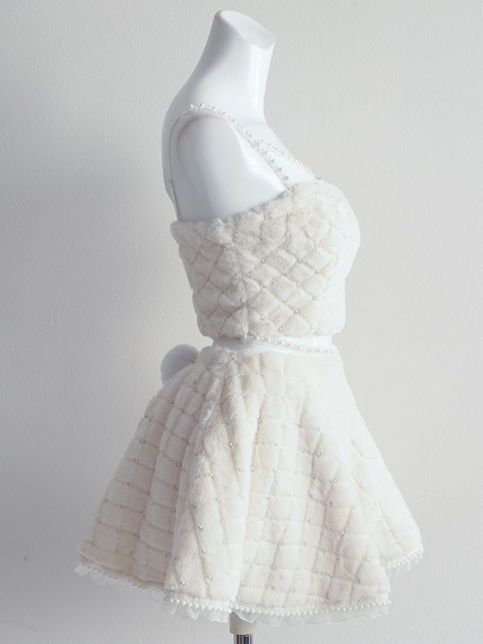 【3点セット】C'est mimi fourrure bunny スカート ホワイト vcsbn-240315-2a