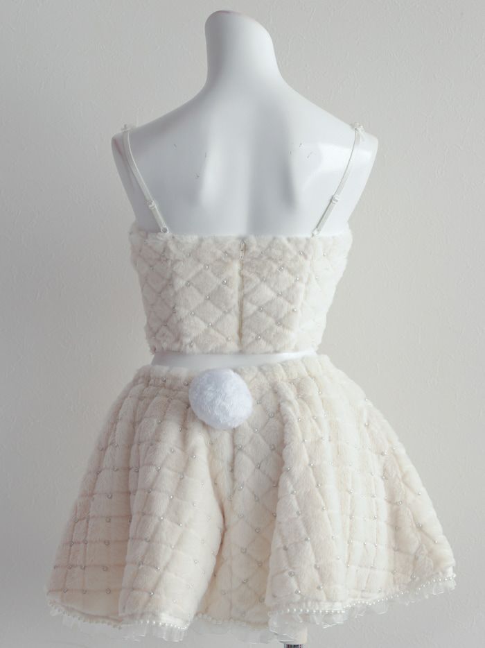 【3点セット】C'est mimi fourrure bunny スカート ホワイト vcsbn-240315-2a