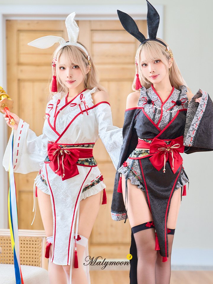 9点セット】Malymoon マリームーン ロングスリット巫女バニー[ホワイト