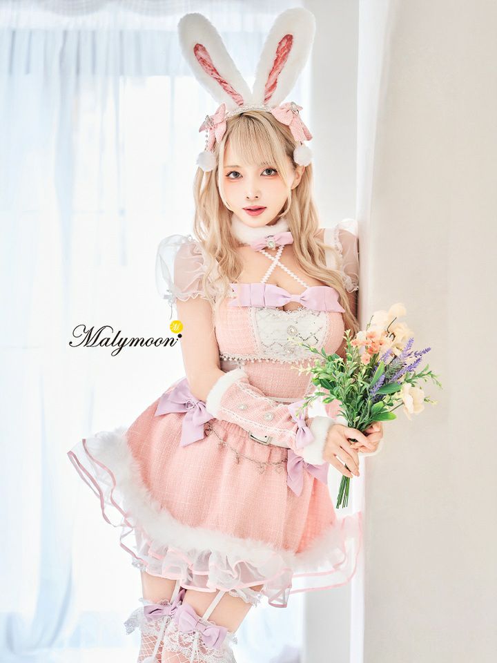 【12点セット】Malymoon マリームーン ツイードバニーセットアップ [ライトブルー/ピンク/ブラック] mlcs25135