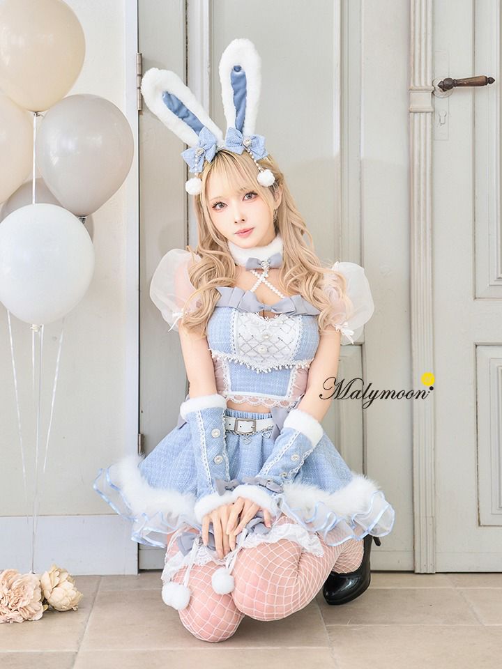【12点セット】Malymoon マリームーン ツイードバニーセットアップ [ライトブルー/ピンク/ブラック] mlcs25135
