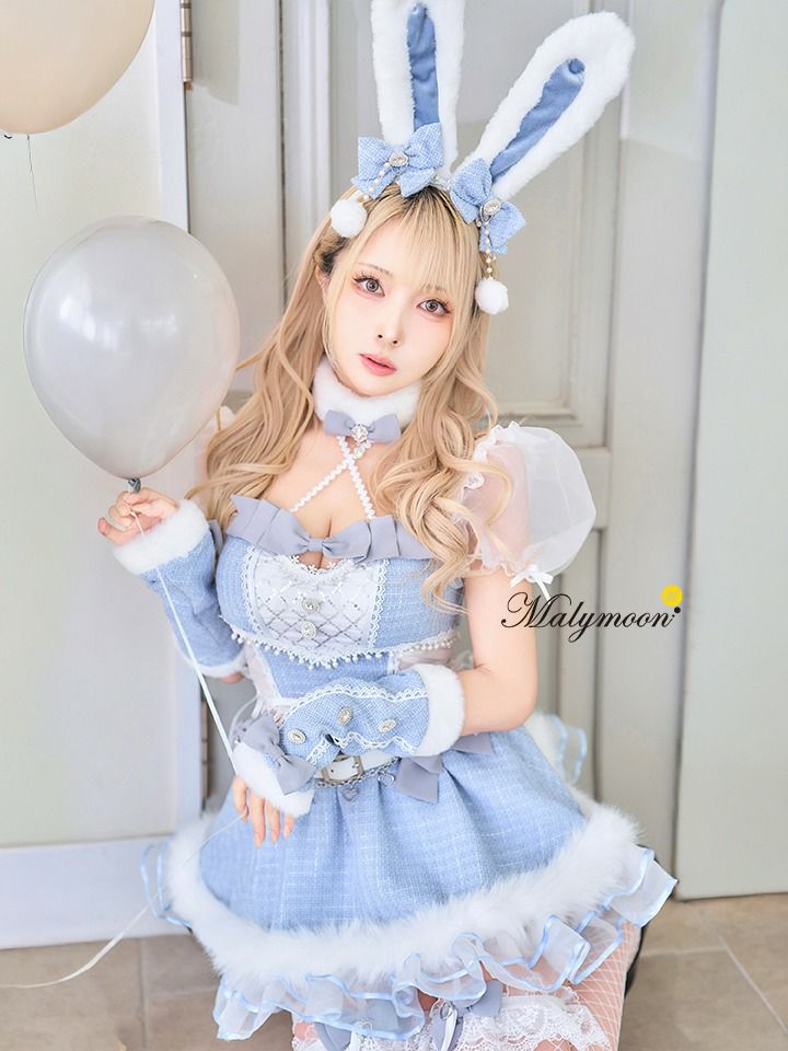【12点セット】Malymoon マリームーン ツイードバニーセットアップ [ライトブルー/ピンク/ブラック] mlcs25135
