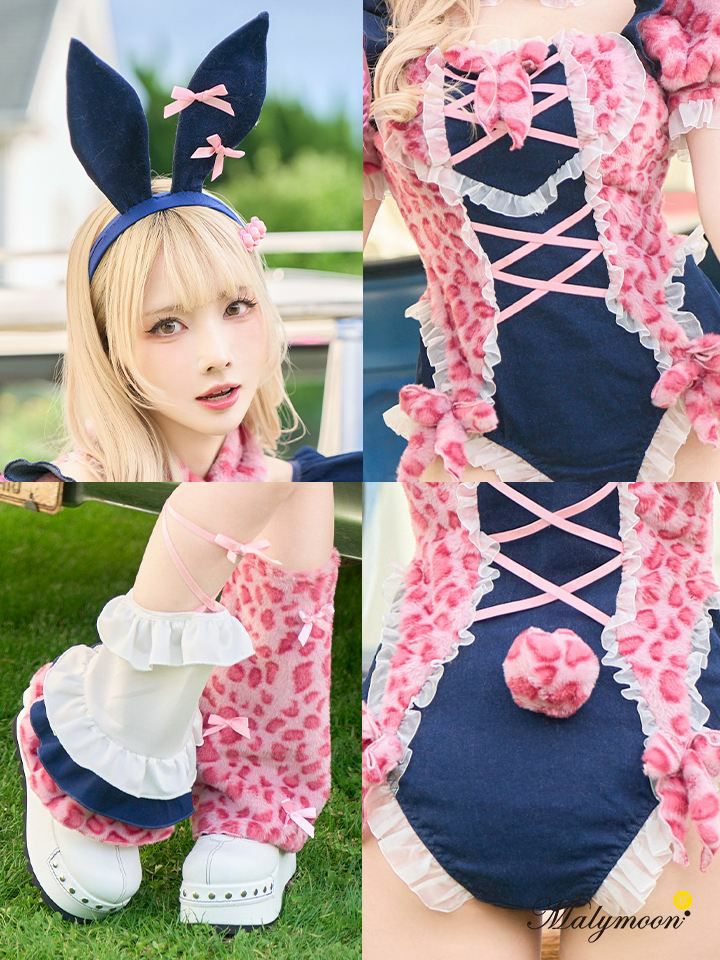 【7点セット】Malymoon マリームーン レオパードギャルバニー ハイレグ レオタード mlcs25186